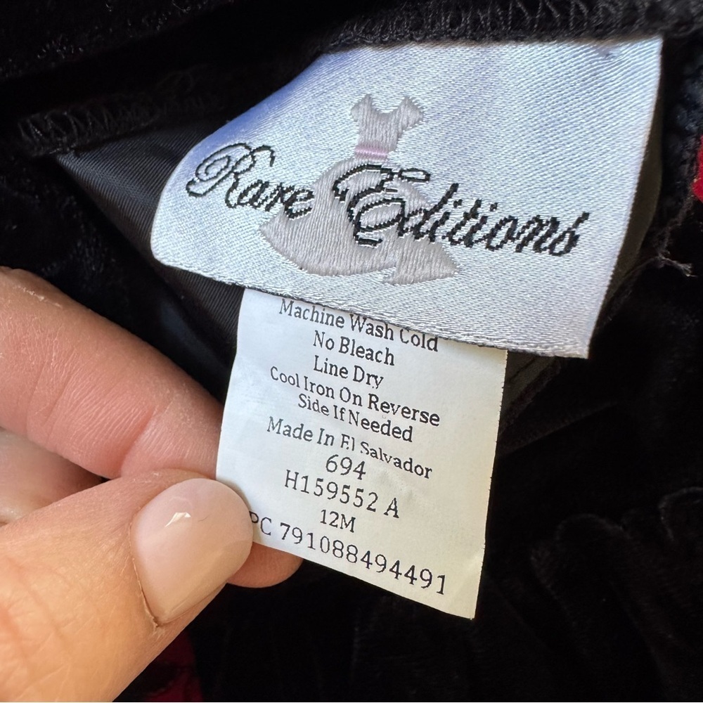 Rare Edition Red Christmas Dress Baby Girl 12M Short Sleeve Velvet Embellished - Picture 4 of 5